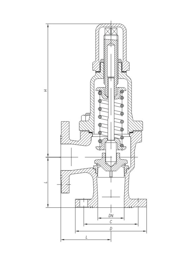 船用法蘭鑄鐵直角安全閥CB304-92(圖1)